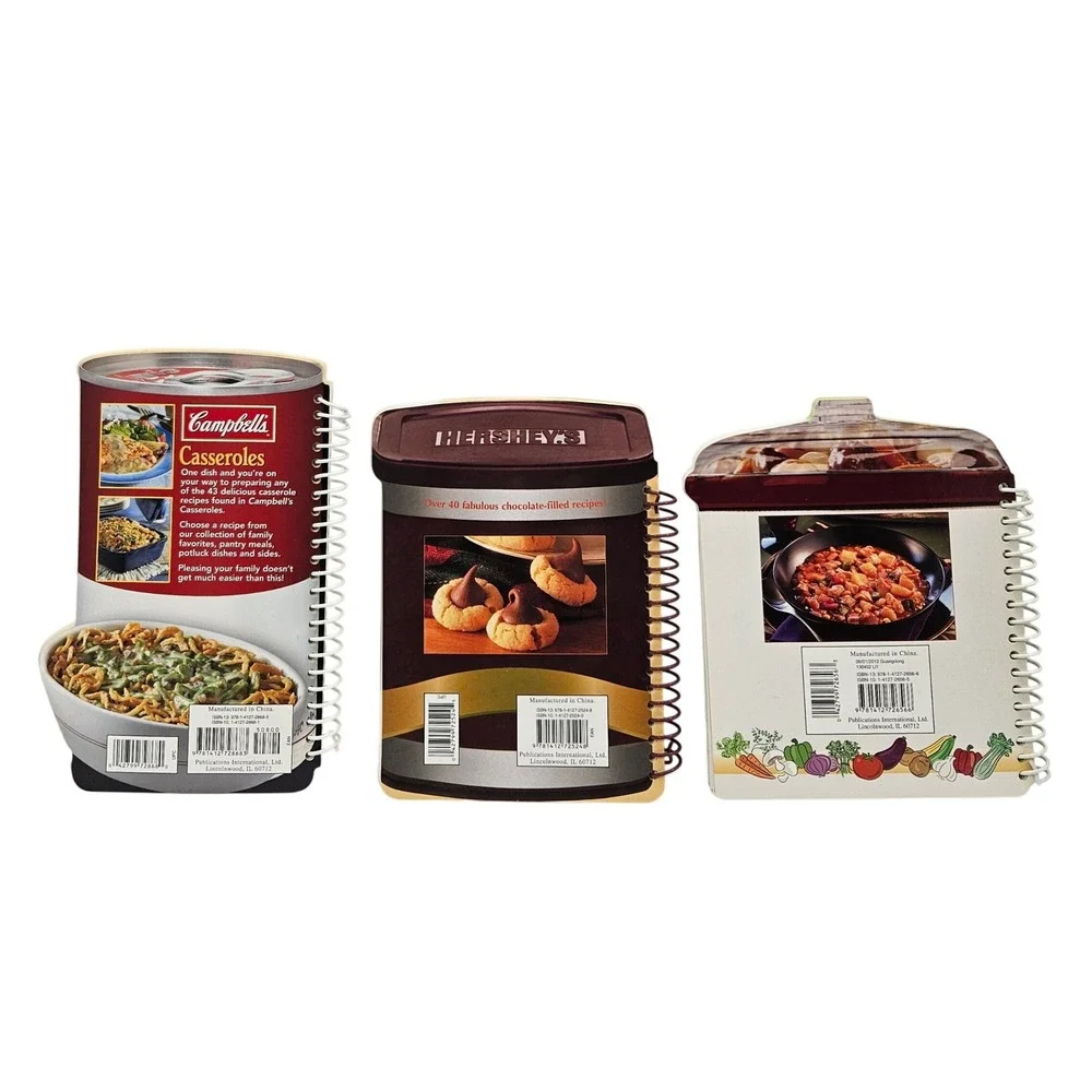 6 Diecut Spiral Cookbooks Campbell Hershey Crock-Pot Quaker Lipton Land of Lakes